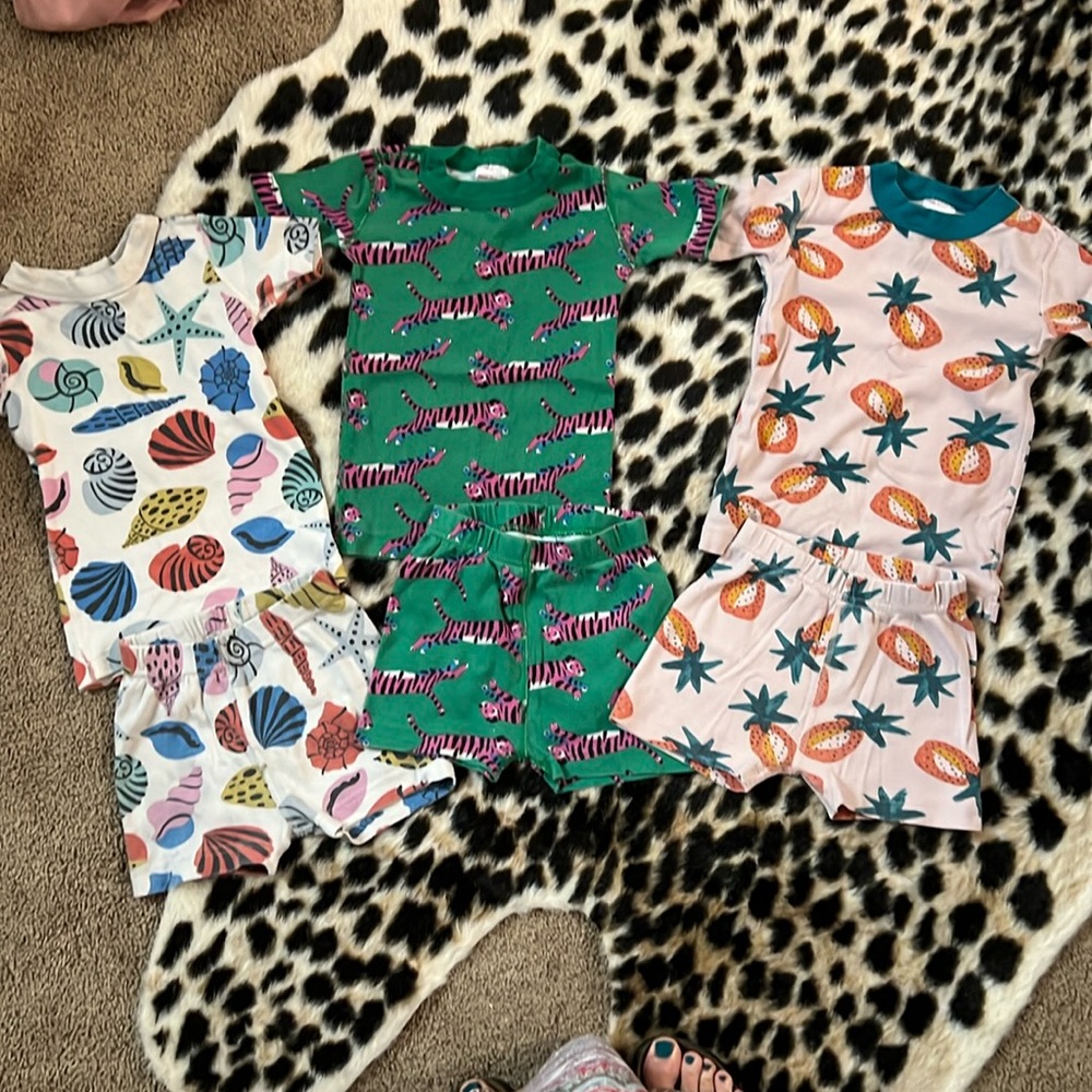 A bundle of three T-shirt and short set, Hannah Anderson, pajamas all size Us 4.